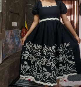 Elegant Black Embroidered Gown