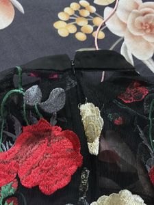 Elegant Floral Embroidered Sheer Blouse