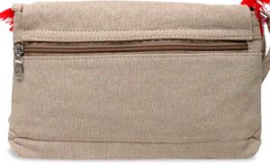 Beige Sling Bag with Colorful Tassels