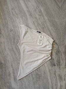 White One-Shoulder Sparkle Top