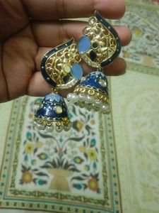 Beautiful Blue Jhumka Earrings