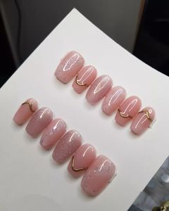 Elegant Pink Glitter Press-On Nails