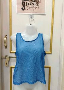 Blue Mesh Tank Top