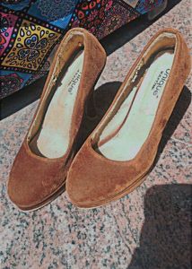Vintage Brown Suede Platform Heels