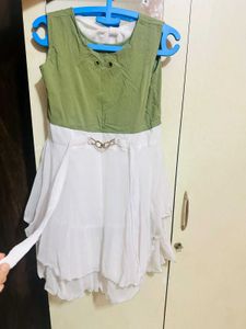 Cute Green &amp; White Dress