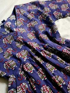 Purple Elephant Print Kurta