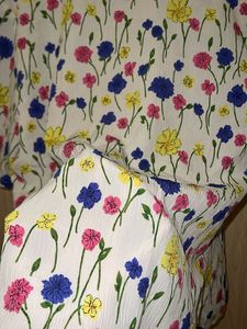 Floral Print Short Sleeve Button-Up Top