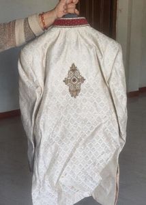 Elegant Cream Embroidered Sherwani