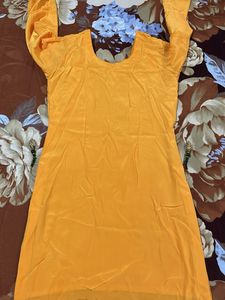 Yellow Kurta Set with Green Embroidery