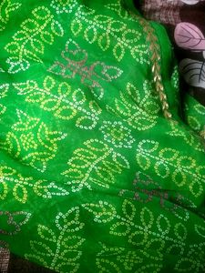 Vibrant Green Saree with Floral Print