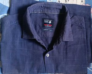 Men's Navy Blue Printed Casual Shirt