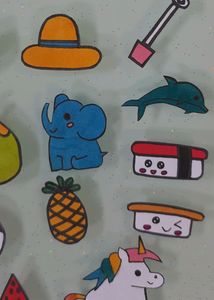 Beach,Animals And Sushi Themed Sticker Set🏖🐘🍣
