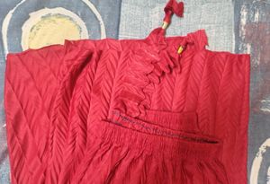 Red Palazzo Pants with Tie-Up Detail