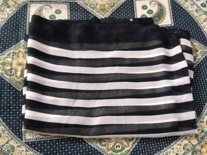 Stripted Black White Saree