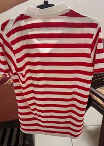 Red &amp; White Striped Polo Shirt