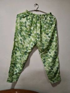 Green Leaf Print Palazzo Pants