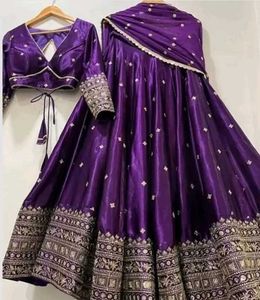 Stunning Purple Embroidered Lehenga Choli