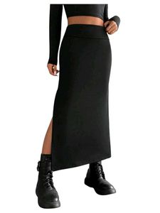 Black Maxi Skirt With Side Slit