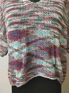 Colorful Striped Knit V-Neck Top