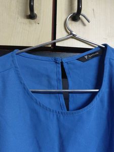 Stylish Blue Ruffled Sleeve Top