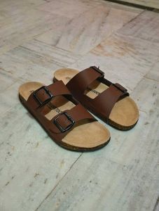 Brown Double-Buckle Slides
