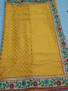 Yellow Embroidered Saree