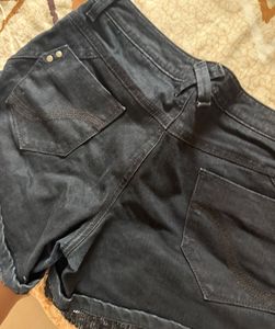 Black Denim Shorts with Sequins