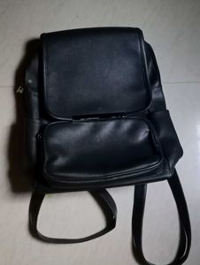 Classic Black Faux Leather Backpack