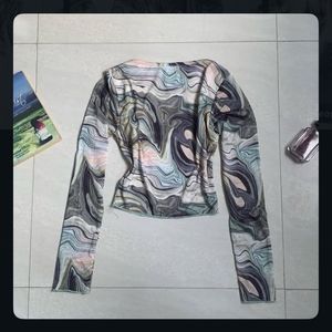 Trendy Marble Print Square Neck Top⭐️