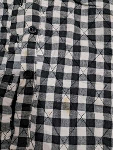 Black &amp; White Gingham Lace Hoodie Shirt
