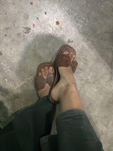 Brown Leather Slides