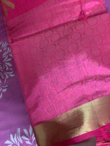 Vibrant Red Saree with Gold Border