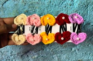 Cute Crochet heart shap Hair Clips Set❤️🫶🏻