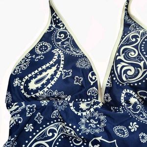 Stylish Blue Paisley Swim Top