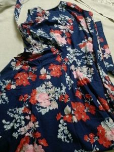 Navy Floral Sleeveless Dress