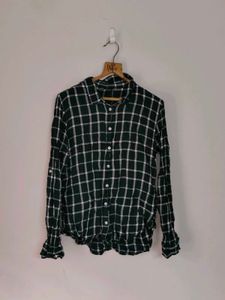 Green Plaid Button-Up Shirt