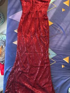 Sequin Sparkle Red Gown
