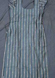 Elegant Navy Striped Kurta Set with Dupatta