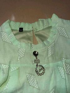 Light Green Printed Top with Charm