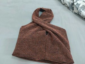 Rust Brown Cross-Front Halter Crop Top