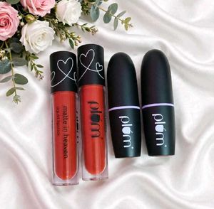 Pack of 4 Plum Matte bullet and liquid Lipstick