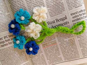 Crocheted Flower Keychain Charm