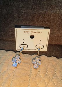 Sparkling Crystal Cross Earrings
