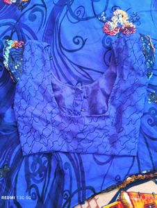 Purple Embroidered Saree with Blouse