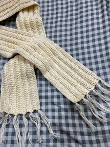 Handmade Knitted Cream Scarf