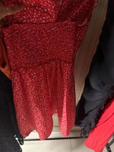 Red Smocked Mini Dress