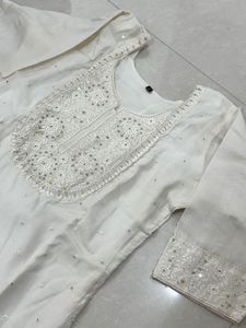 White / Gold Kurta Set with sequins - L /