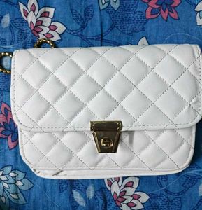 Quilted White Handbag