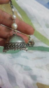 Silver and pearl Jhumka