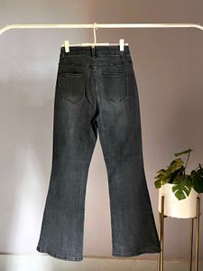 black washed flared denim